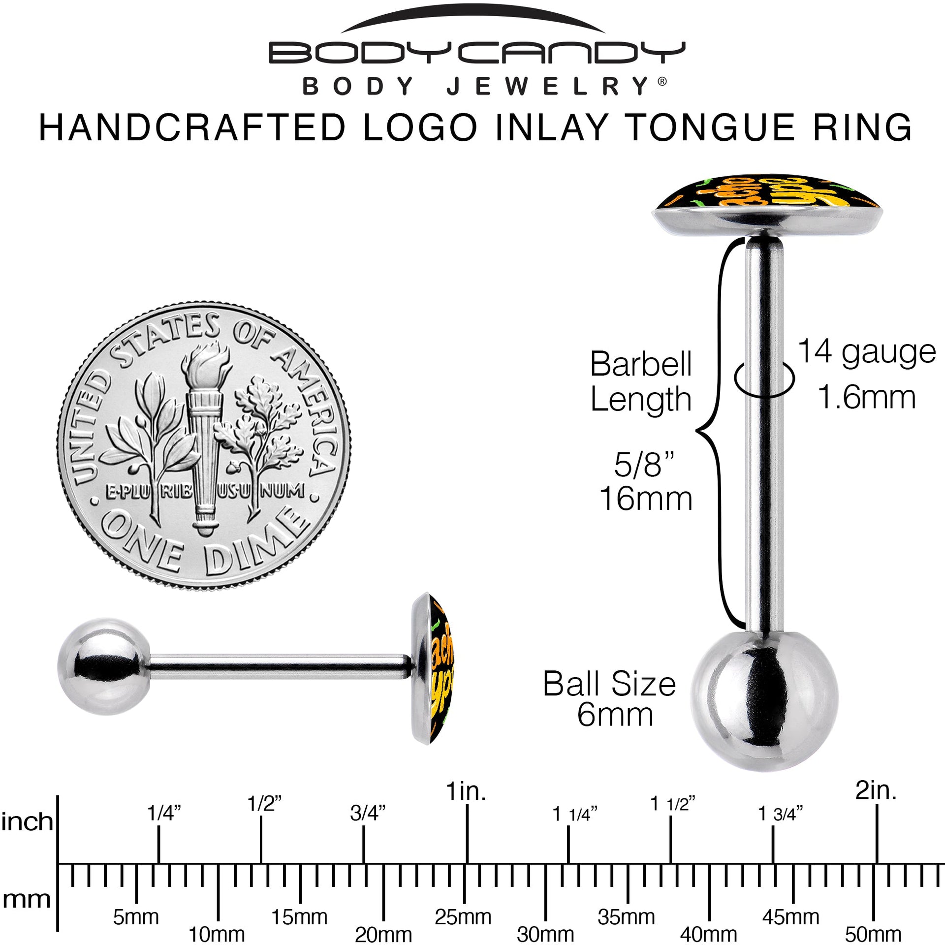 Nacho Type Barbell Tongue Ring by Onyx O