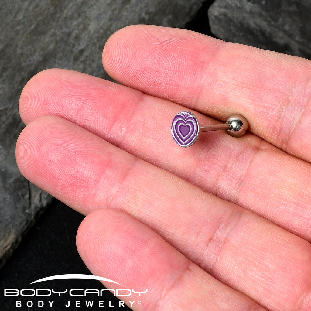 Purple Retro Heart Barbell Tongue Ring by Onyx O