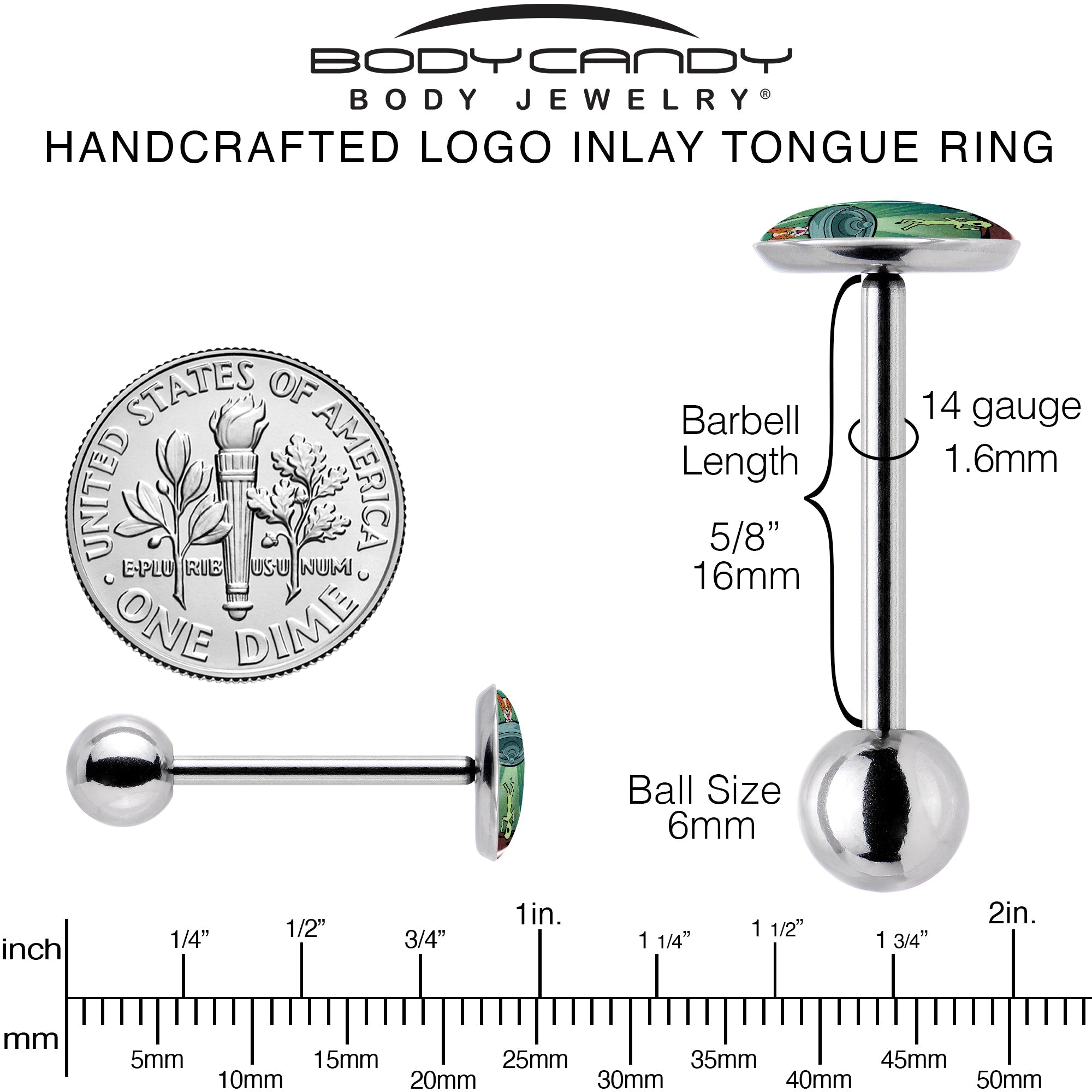 Reverse Alien UFO AbductionBarbell Tongue Ring by Onyx O