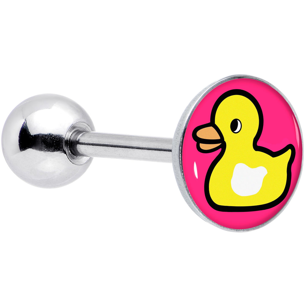 Yellow Ducky Tongue Ring Barbell in Surgical Steel