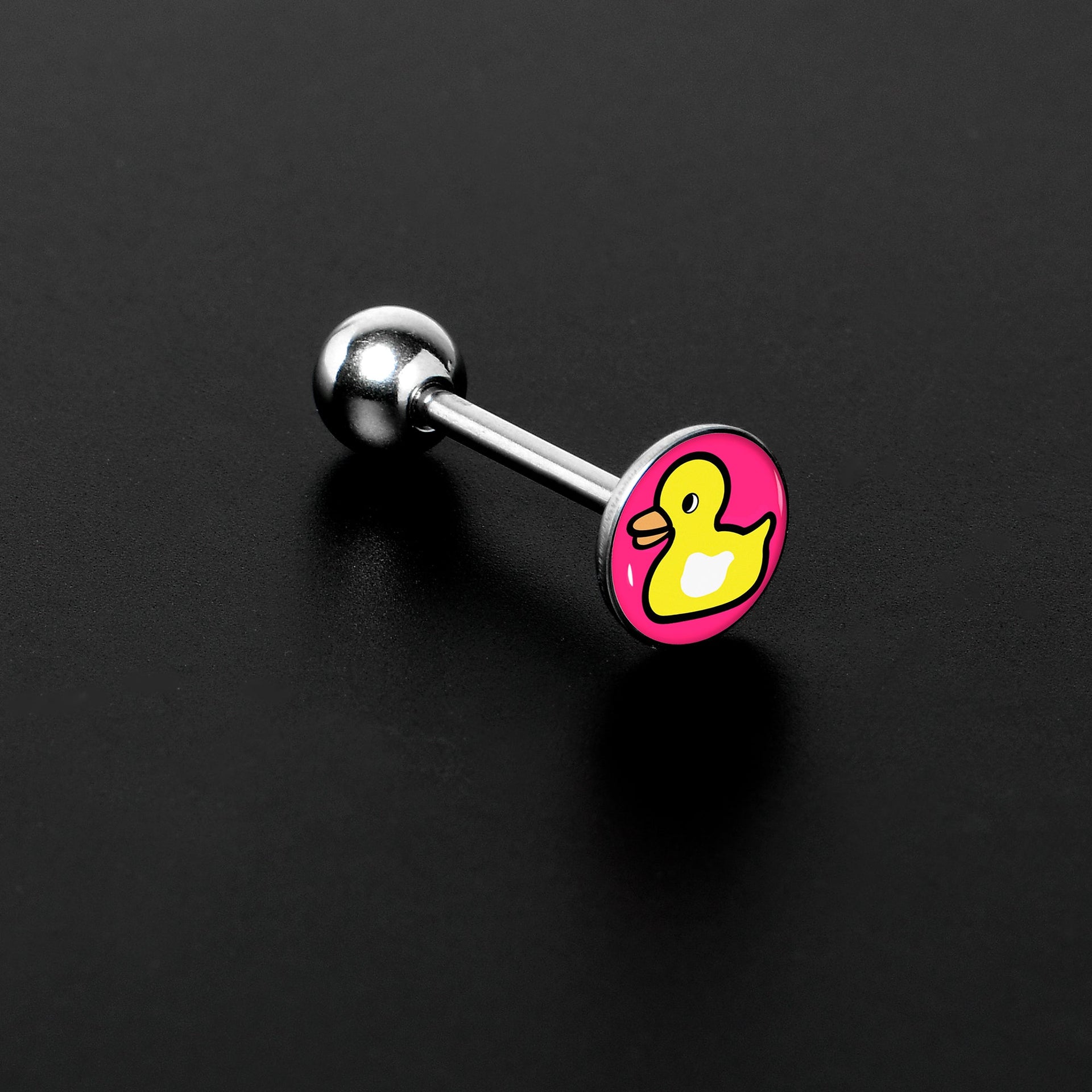 Yellow Ducky Tongue Ring Barbell in Surgical Steel