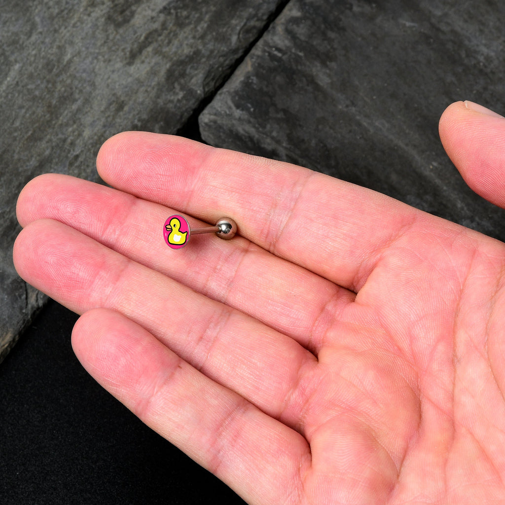 Yellow Ducky Tongue Ring Barbell in Surgical Steel