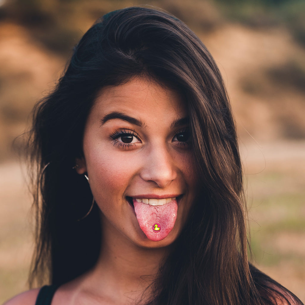 Yellow Ducky Tongue Ring Barbell in Surgical Steel