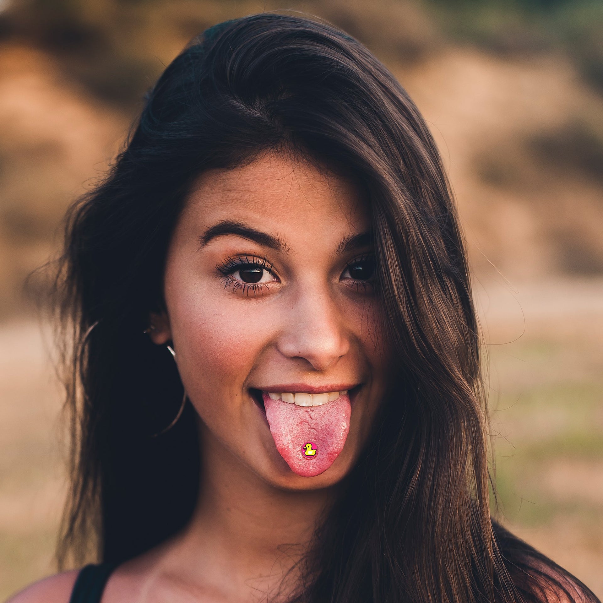 Yellow Ducky Tongue Ring Barbell in Surgical Steel
