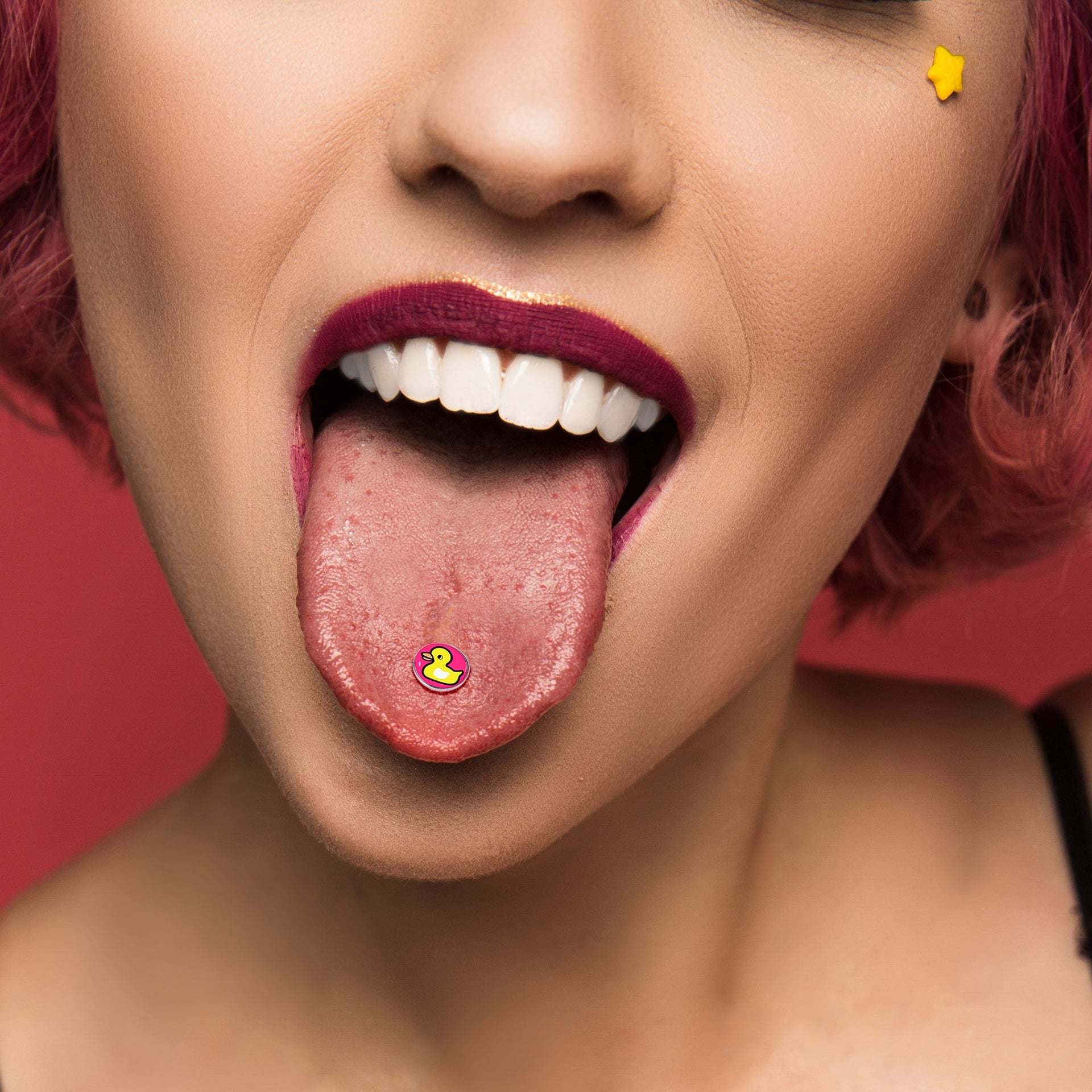 Yellow Ducky Tongue Ring Barbell in Surgical Steel