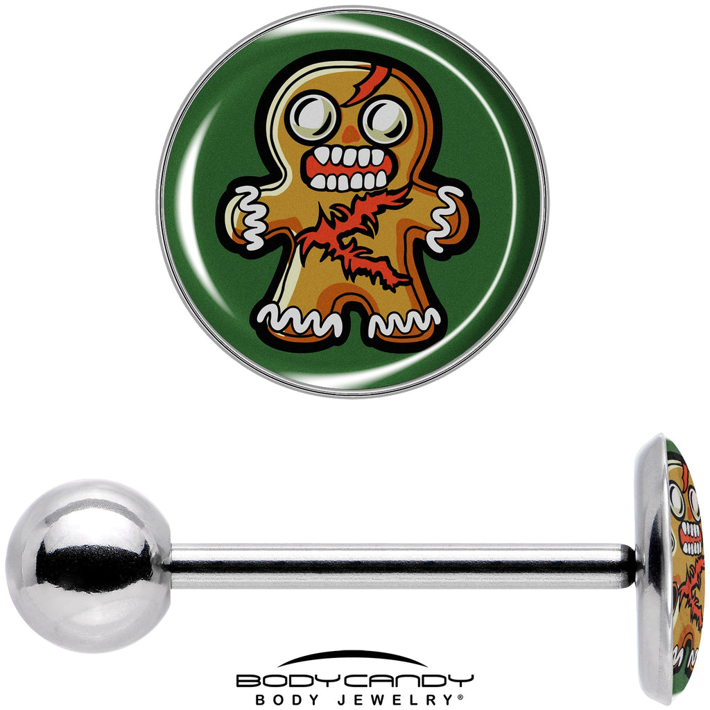 Zombie Gingerbread Man Christmas Tongue Ring 14 Gauge - Image 7