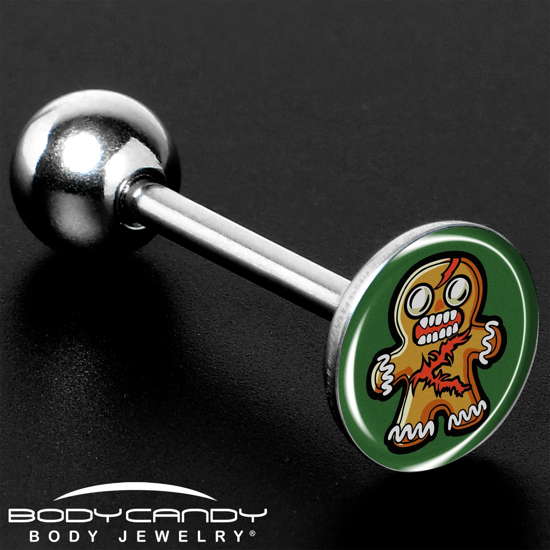 Zombie Gingerbread Man Christmas Tongue Ring 14 Gauge - Image 8