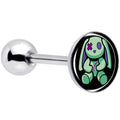 Zombie Bunny green rabbit graphic tongue ring on 14G surgical steel straight barbell