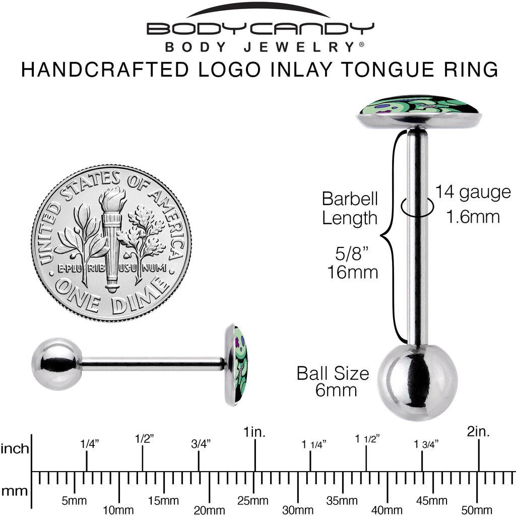 Zombie Bunny 14G Straight Barbell Tongue Ring Surgical Steel - Image 5