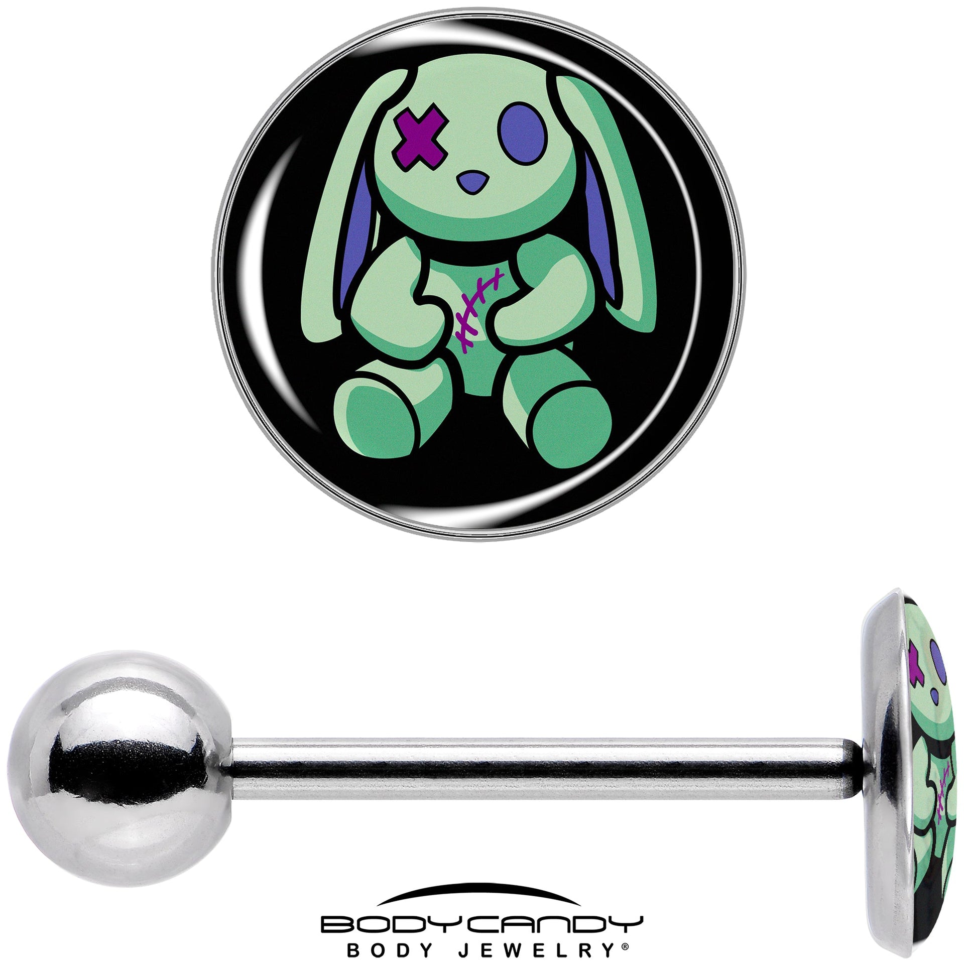 Zombie Bunny 14G Straight Barbell Tongue Ring Surgical Steel - Image 7