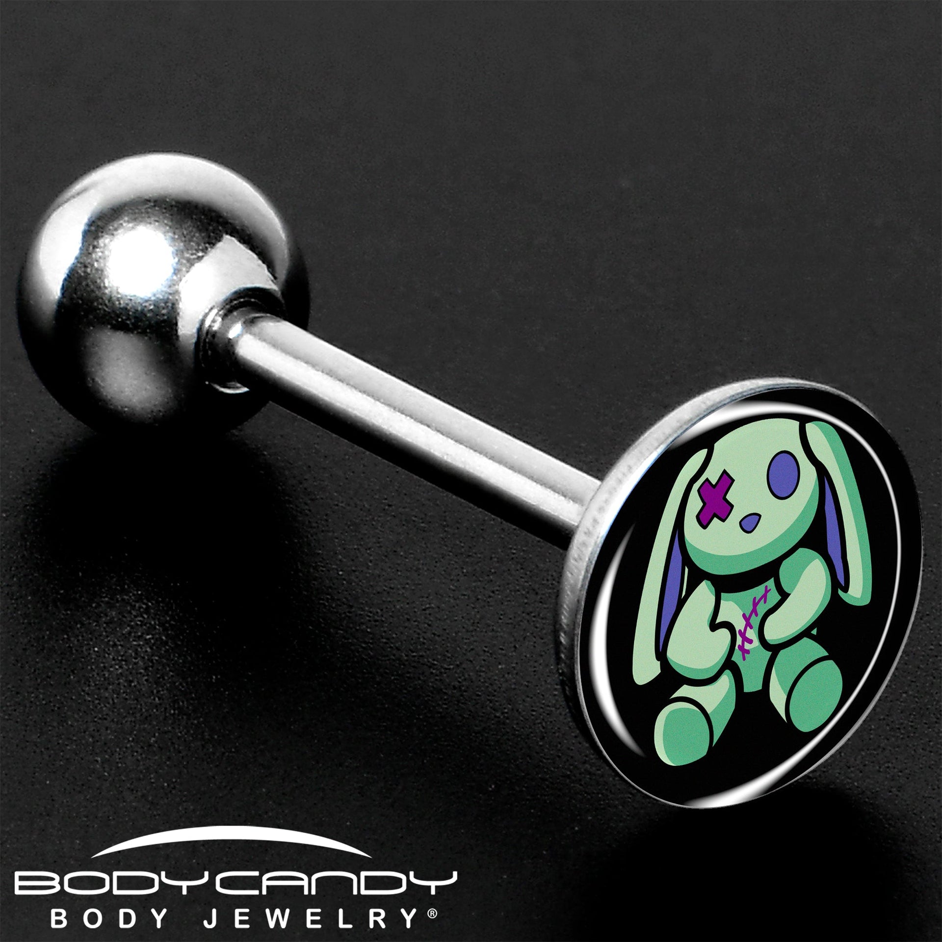 Zombie Bunny 14G Straight Barbell Tongue Ring Surgical Steel - Image 8