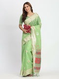 Shree Shyam Fashion Linen Cotton Light Green Saree