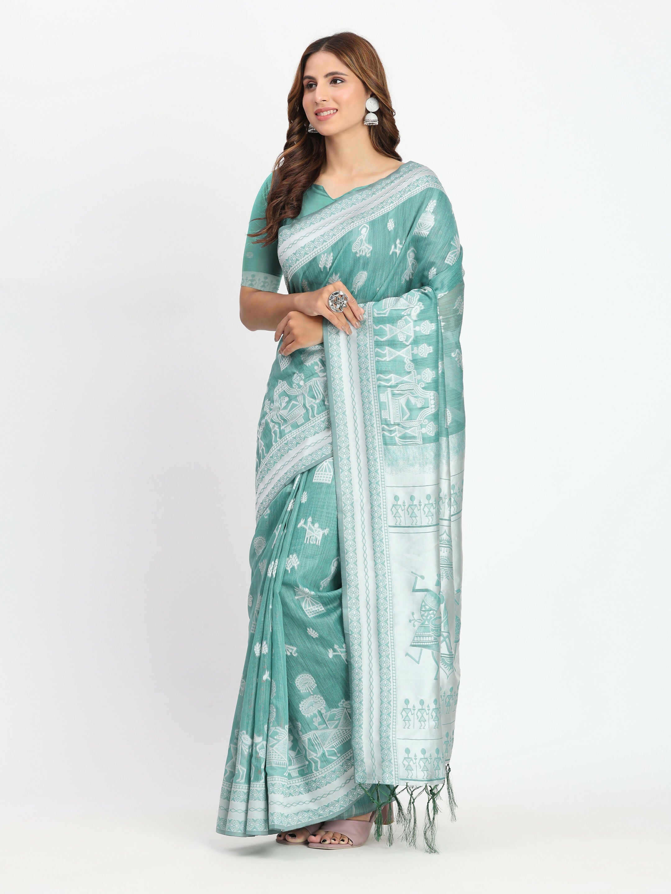 Mustard Linen Cotton Saree with Matching Blouse