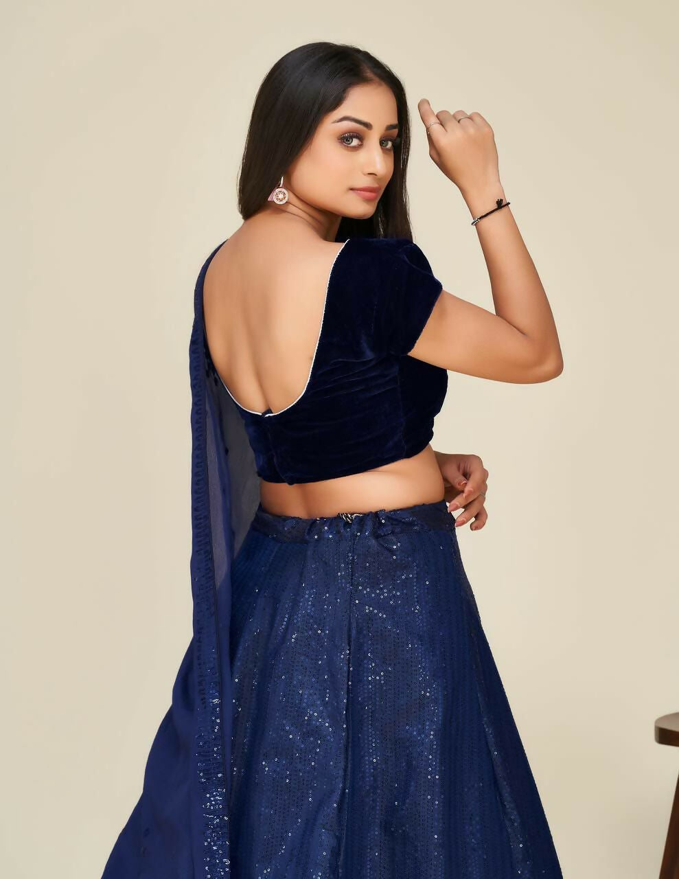 Blue Two Tone Tapeta Silk Sequins Designer Lehenga Choli Set