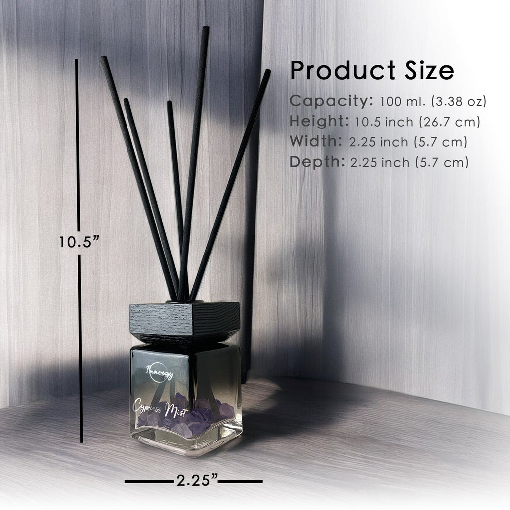 Cypress Mist Crystal-Enhanced Reed Oil Diffuser, 100ml