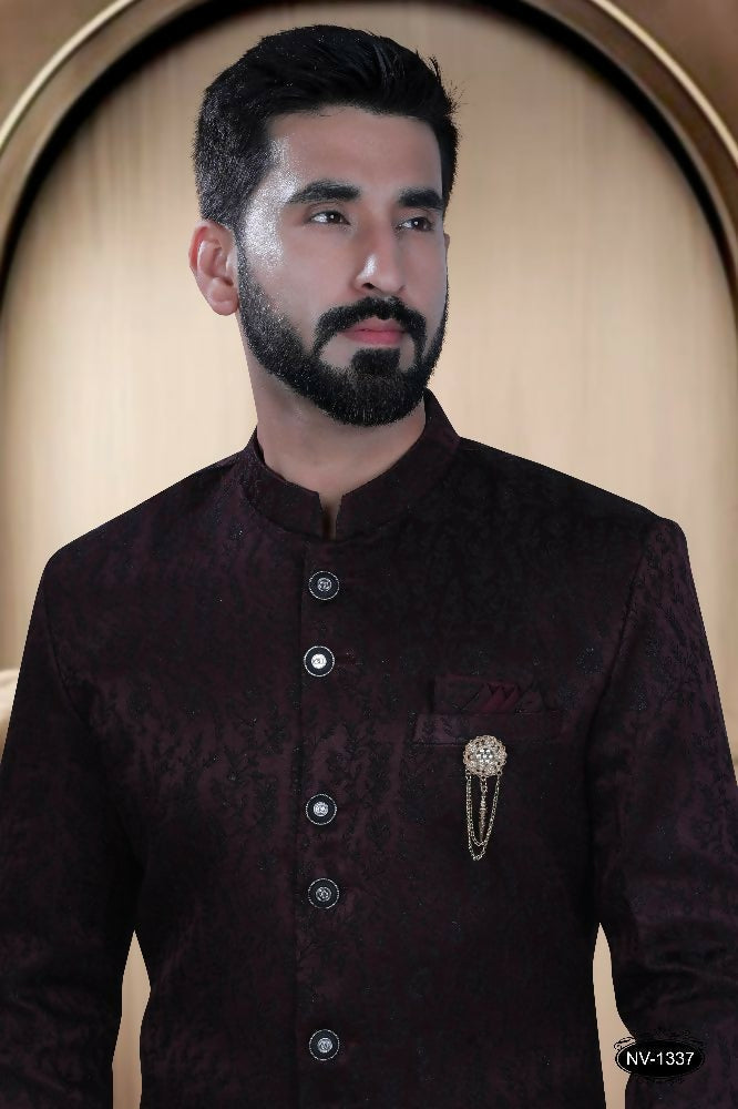 Boys Maroon Satin Kurta and Pyjama Set for Formal Events