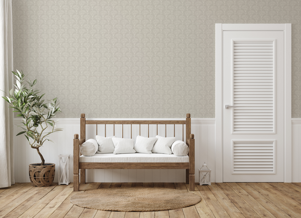 Calista Sage Green and Off-White Floral Removable Wallpaper