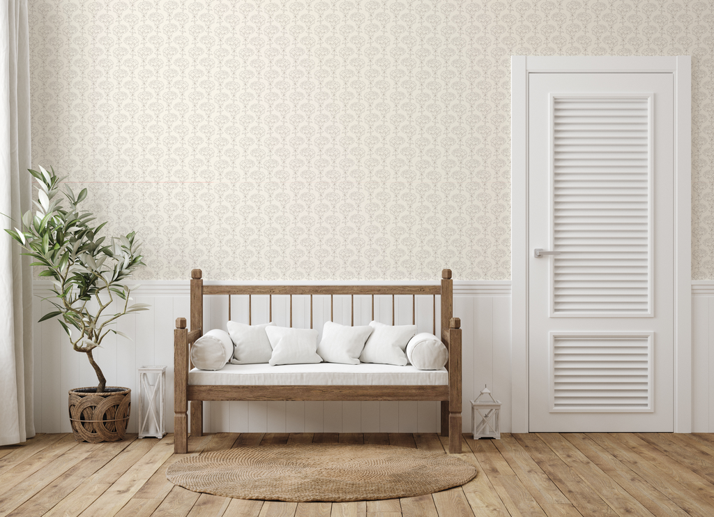 Calista Sage Green and Off-White Floral Removable Wallpaper