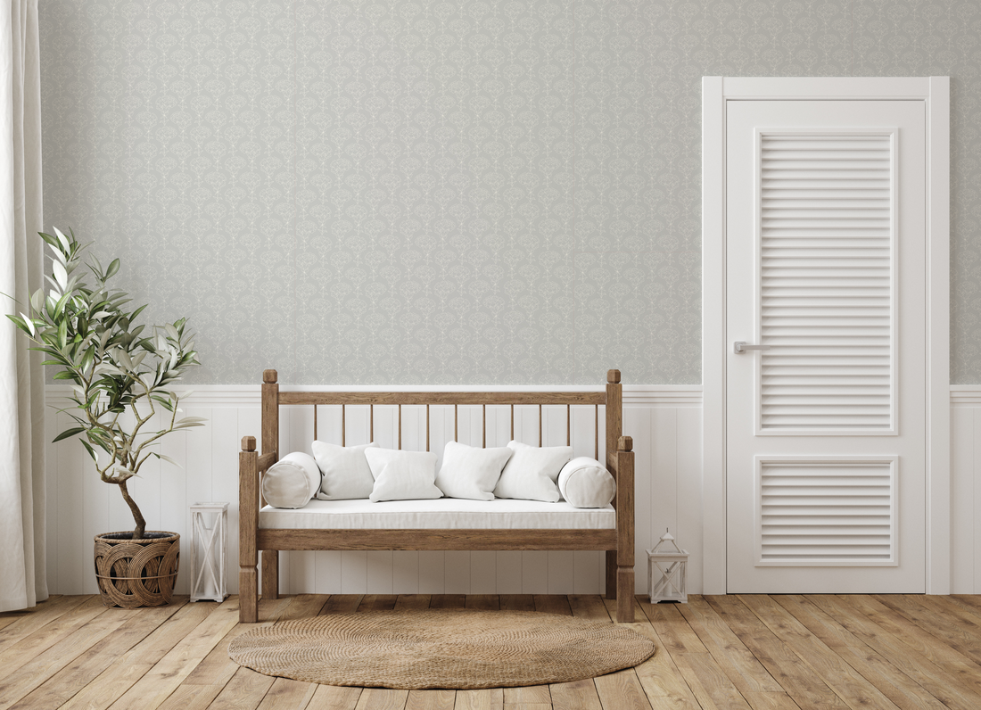 Calista Sage Green and Off-White Floral Removable Wallpaper