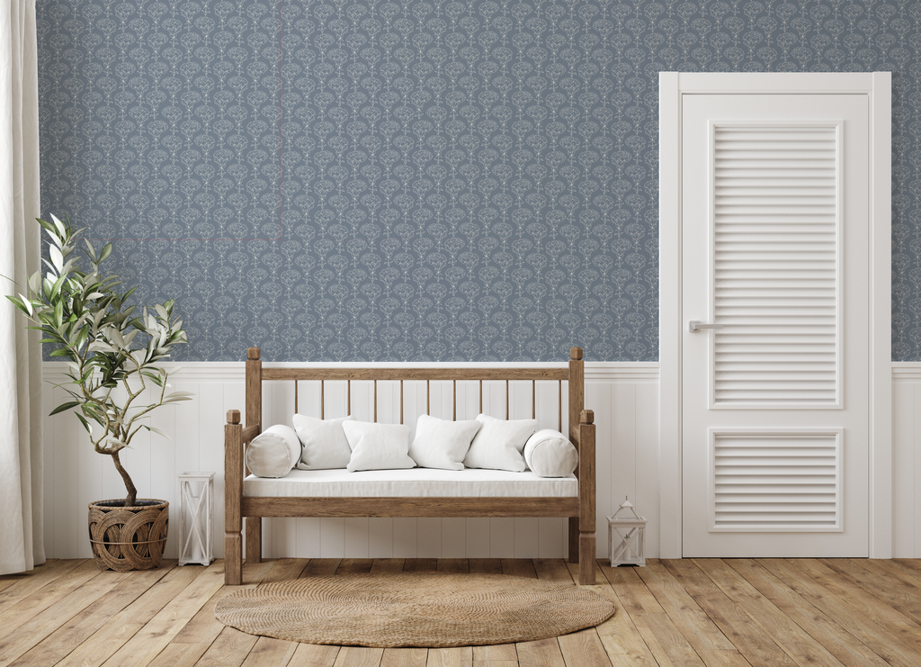 Calista Sage Green and Off-White Floral Removable Wallpaper