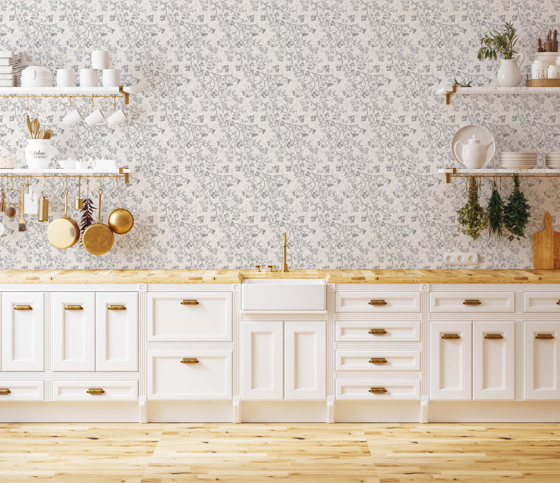 Calla Floral Removable Wallpaper in White, Orange and Sage-Green