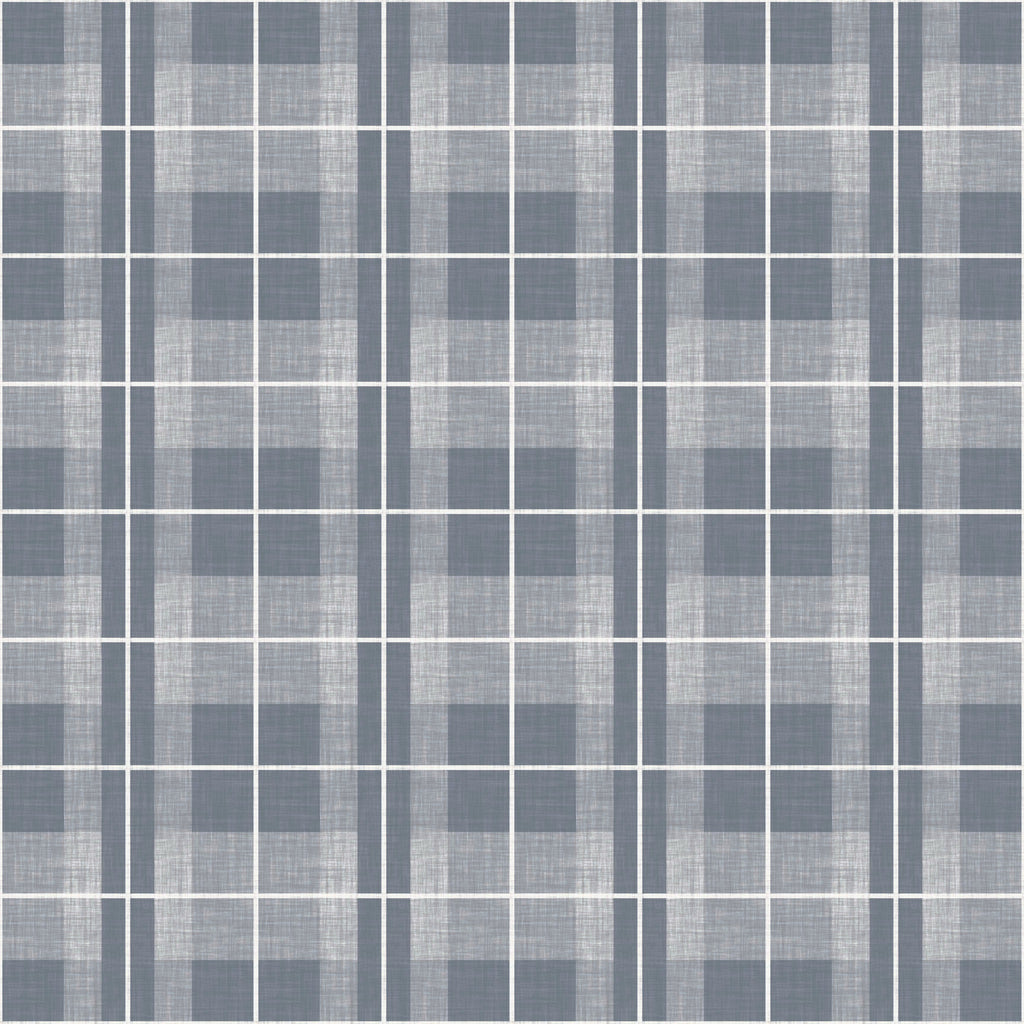 Callen Plaid Wallpaper in Blue and White