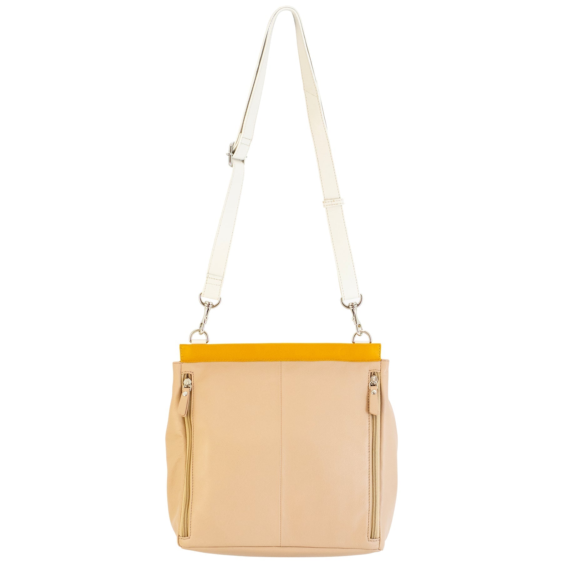 Willow Leather Envelope Crossbody Bag in Yellow Beige and White - Image 3