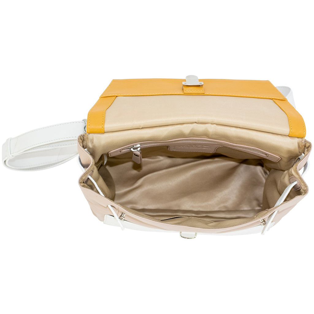 Willow Leather Envelope Crossbody Bag in Yellow Beige and White - Image 4