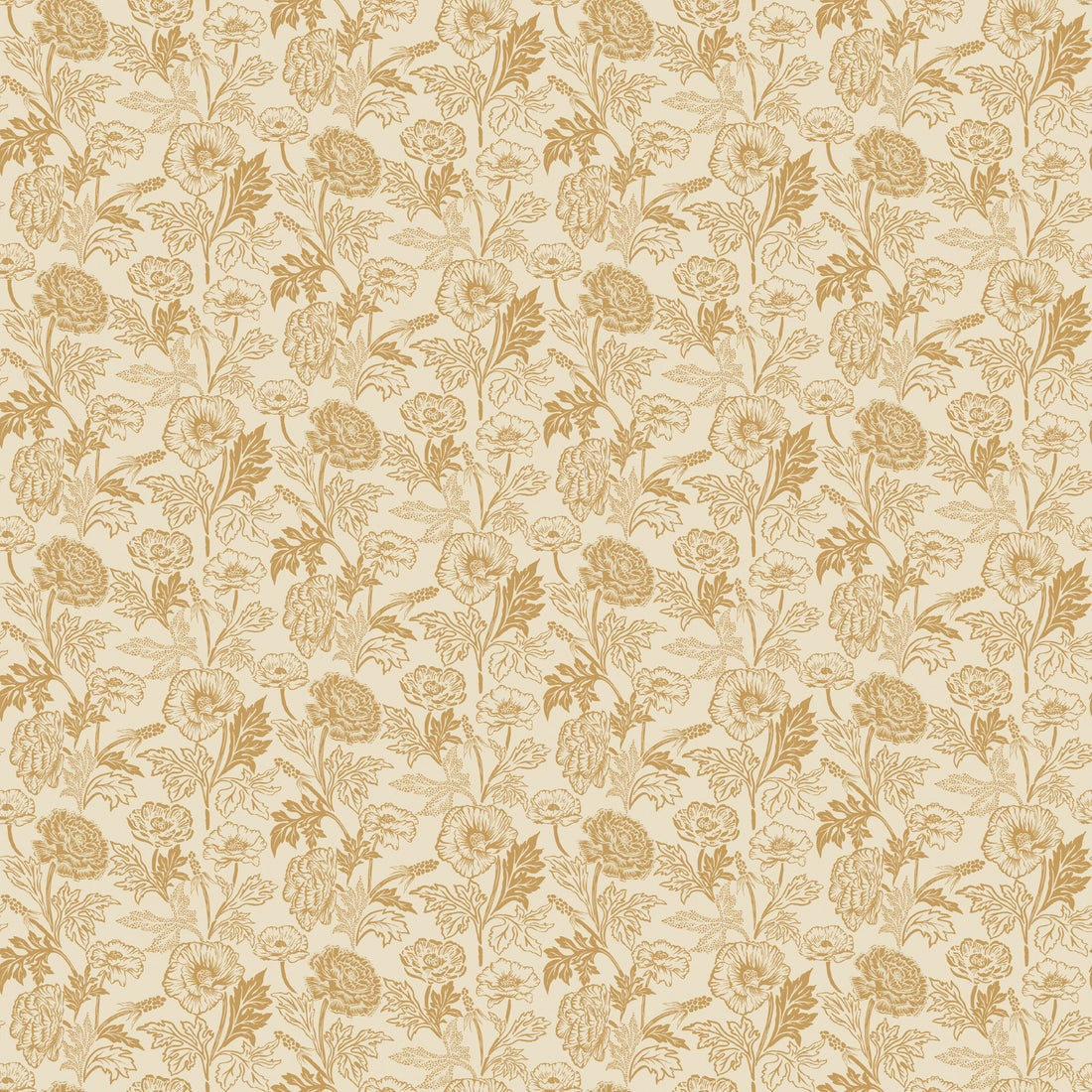 Camila Floral Wallpaper, Dark-Green, Gold and Terracotta