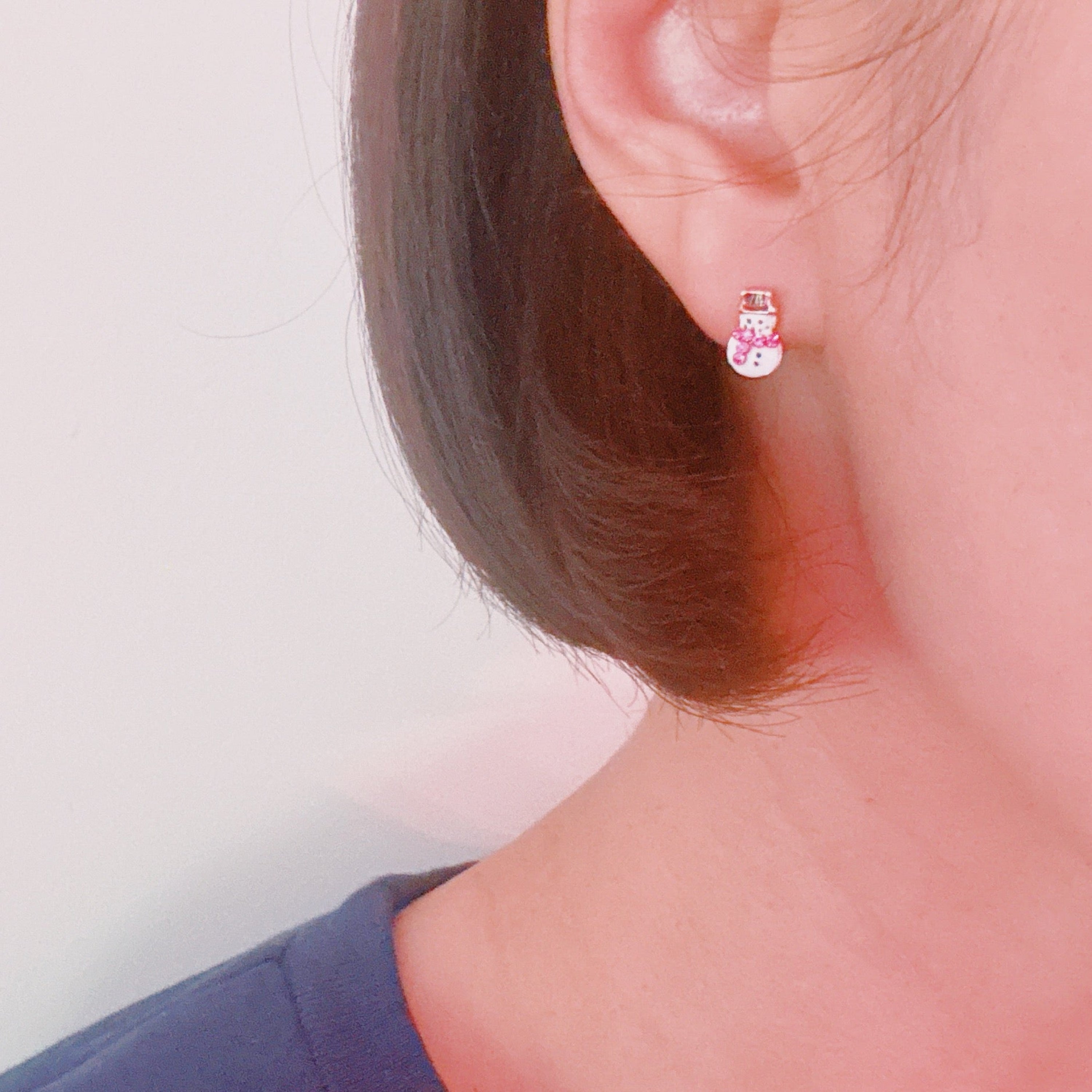 Candy Cane & Snowman Stud Earring Set Of 2 - Holiday Sparkle