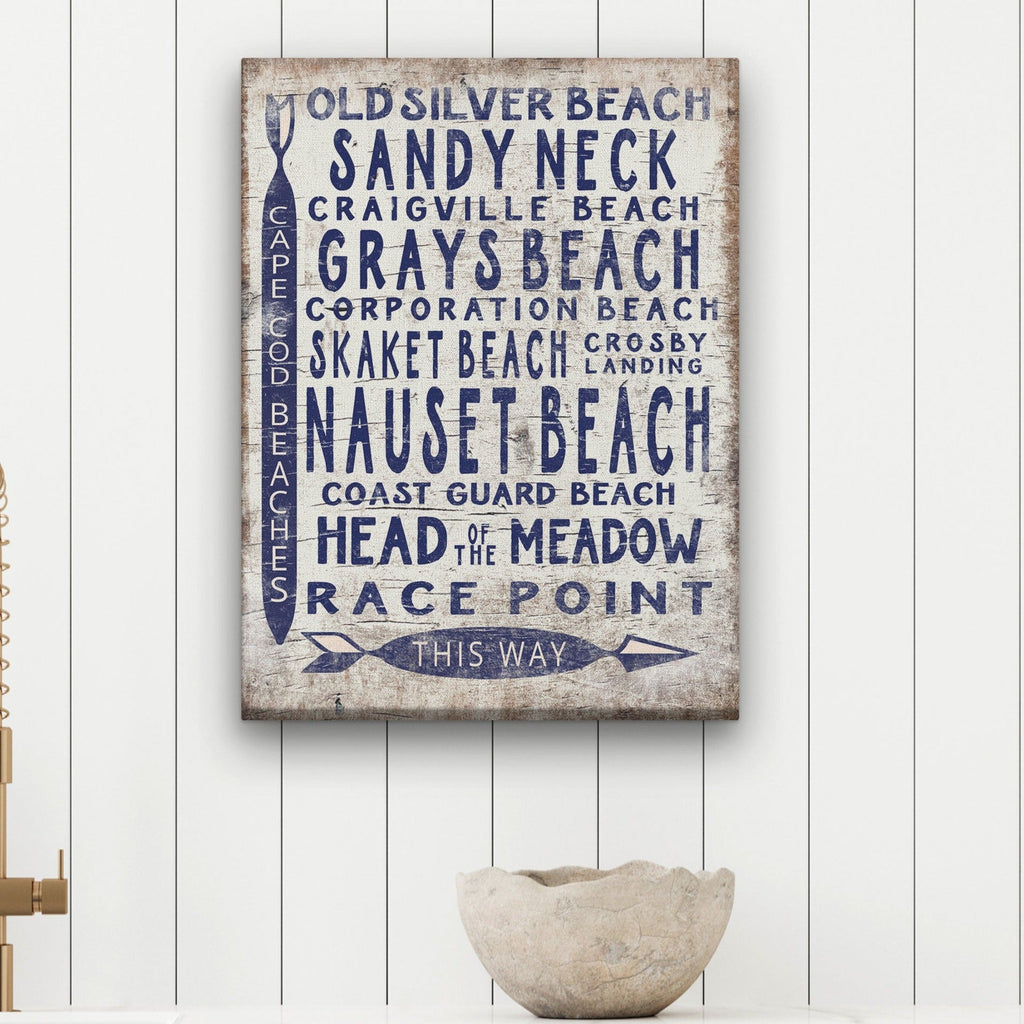 Coastal Vintage Cape Cod Beach Directional Wall Art Sign