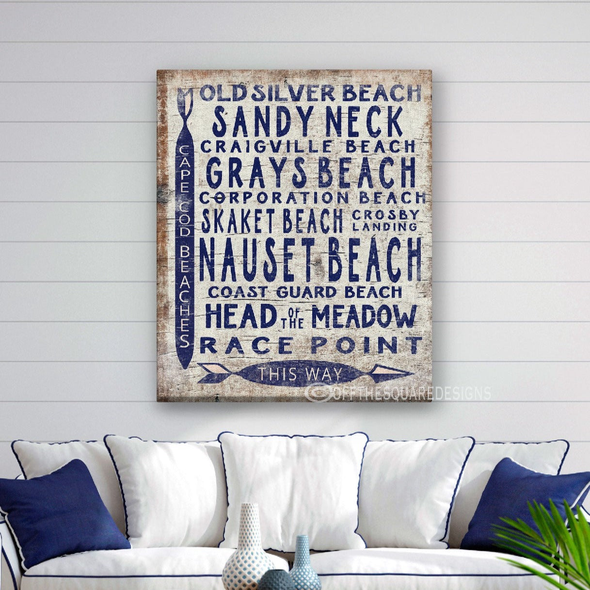 Coastal Vintage Cape Cod Beach Directional Wall Art Sign