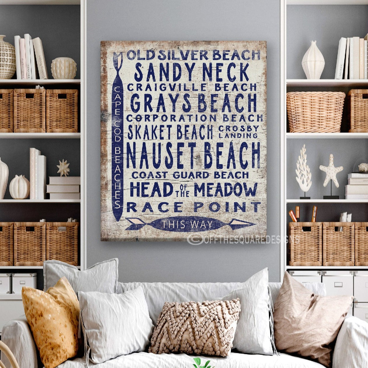 Coastal Vintage Cape Cod Beach Directional Wall Art Sign