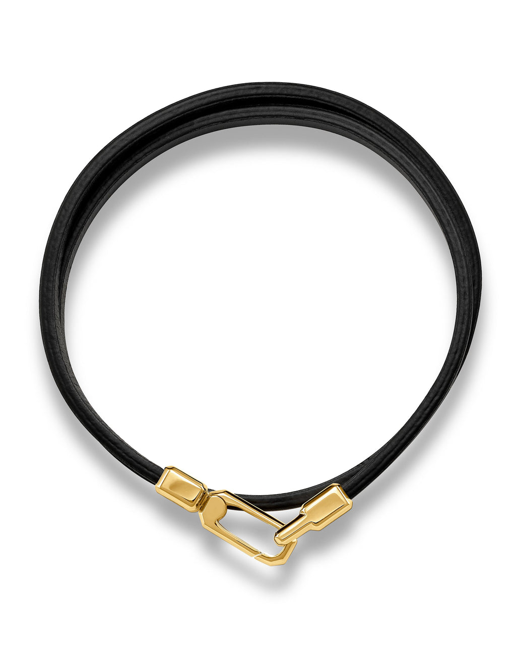 The Hitch Double Wrap Leather Bracelet in Black and Gold