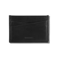 The Card Sleeve in Black leather, showcasing slim profile, card slots, and bill compartment.