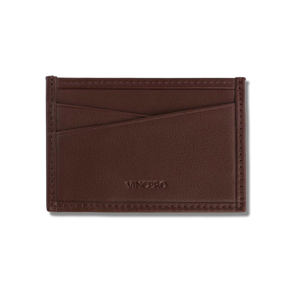 Slim Card Sleeve wallet in Mocha top-grain Italian leather with two card slots and bill compartment