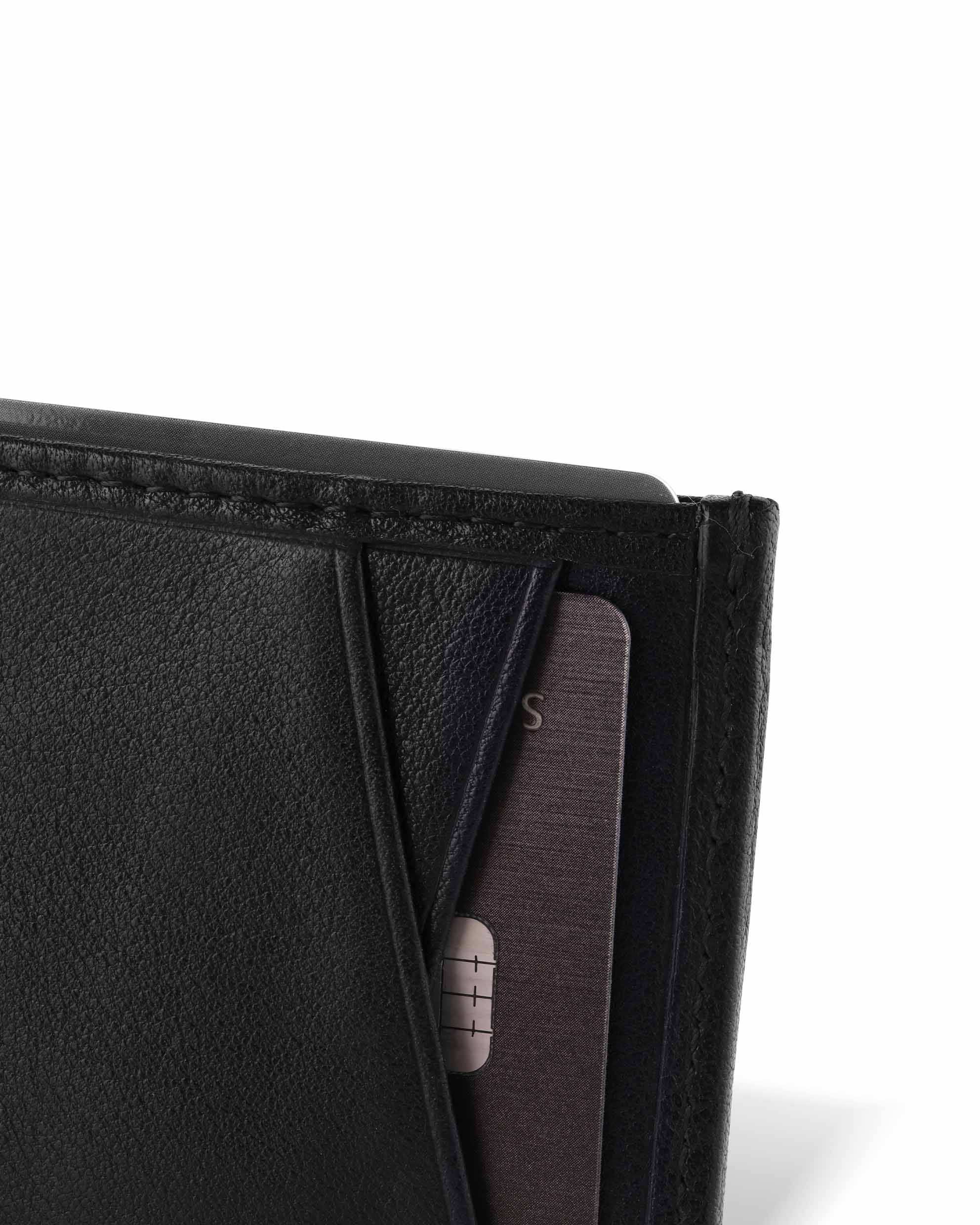 The Card Sleeve - Black Italian Leather Slim Wallet