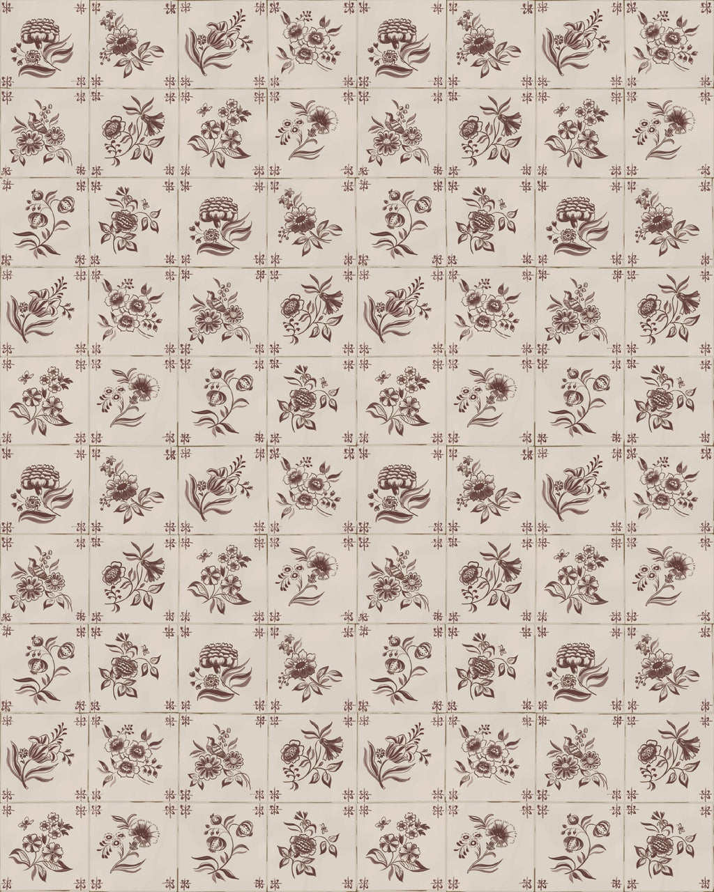 Manganese Delft Wallpaper by H.M.Craig