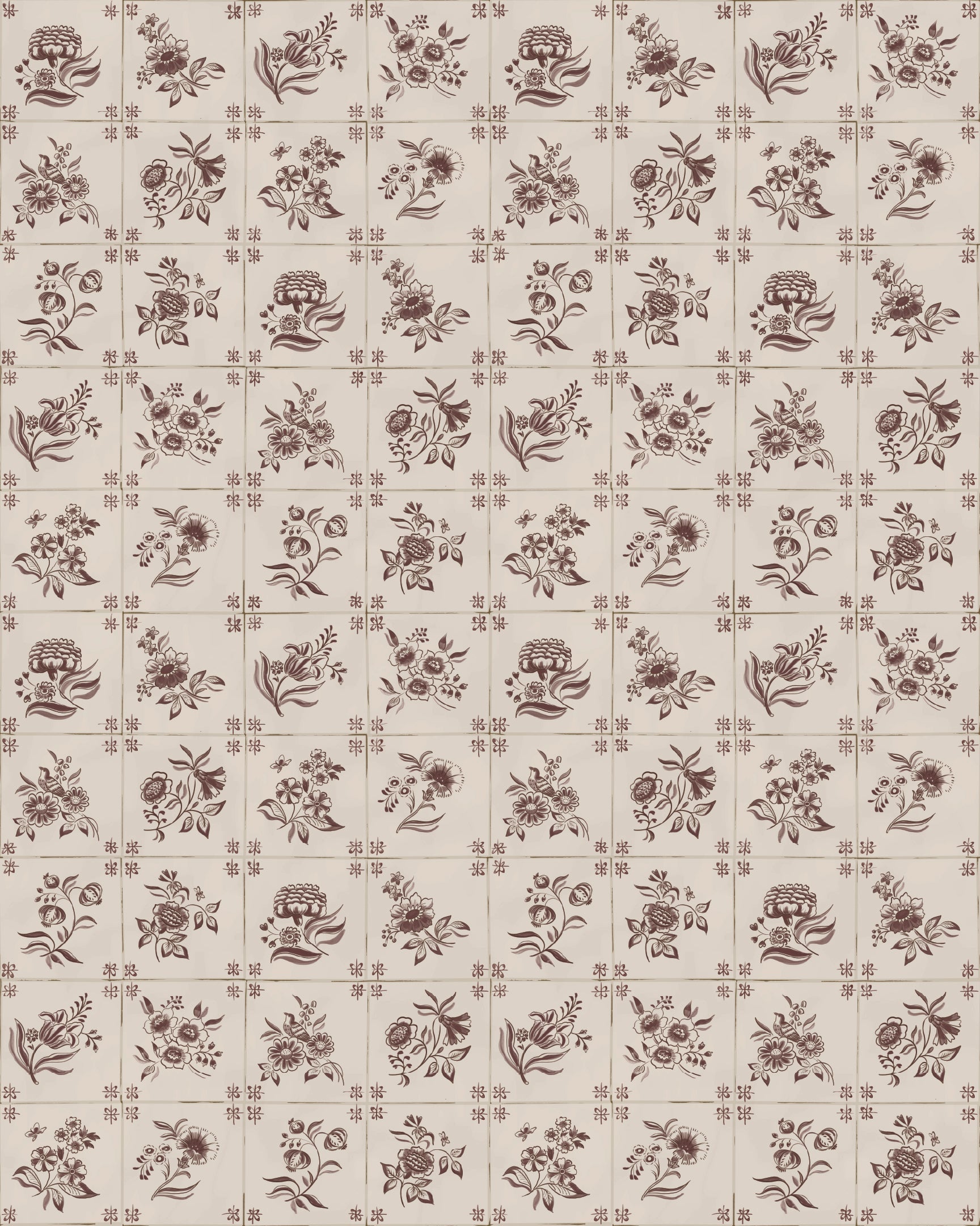 Manganese Delft Wallpaper by H.M.Craig
