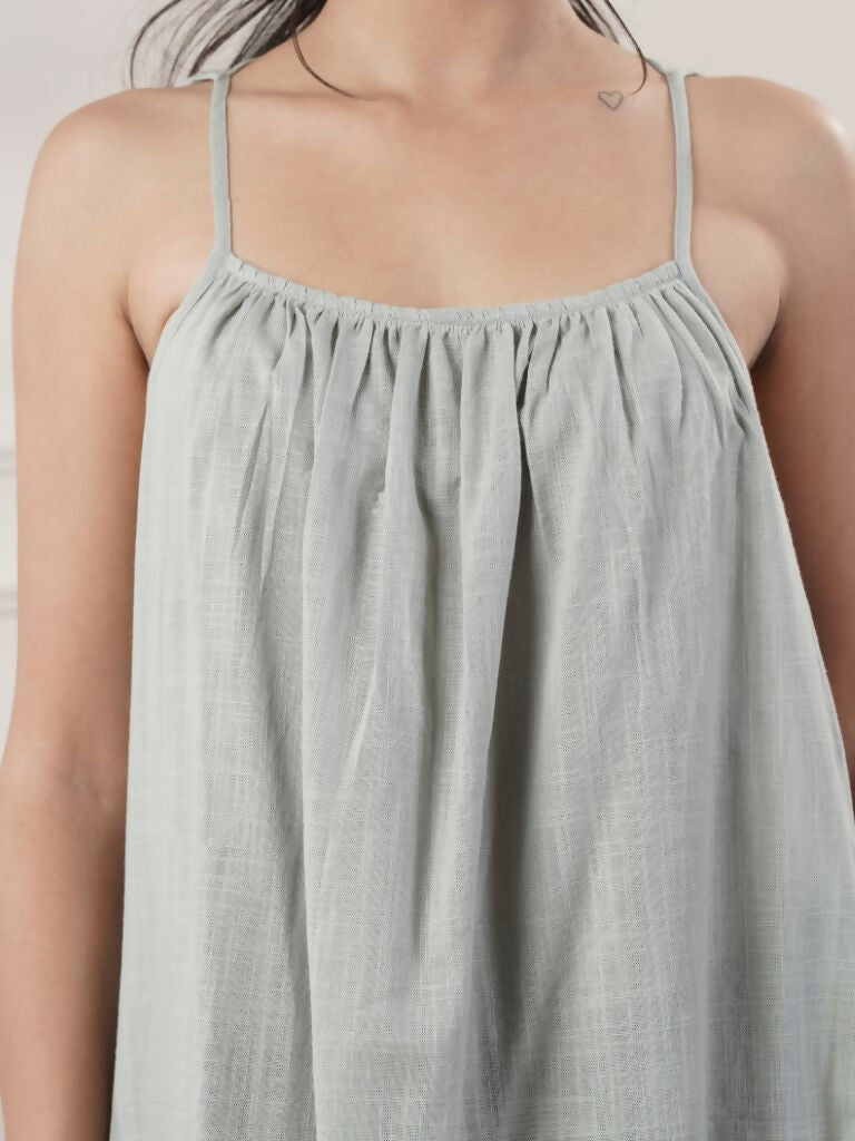 Women's Sleeveless Grey Midi Dress Minimalist Resort Wear