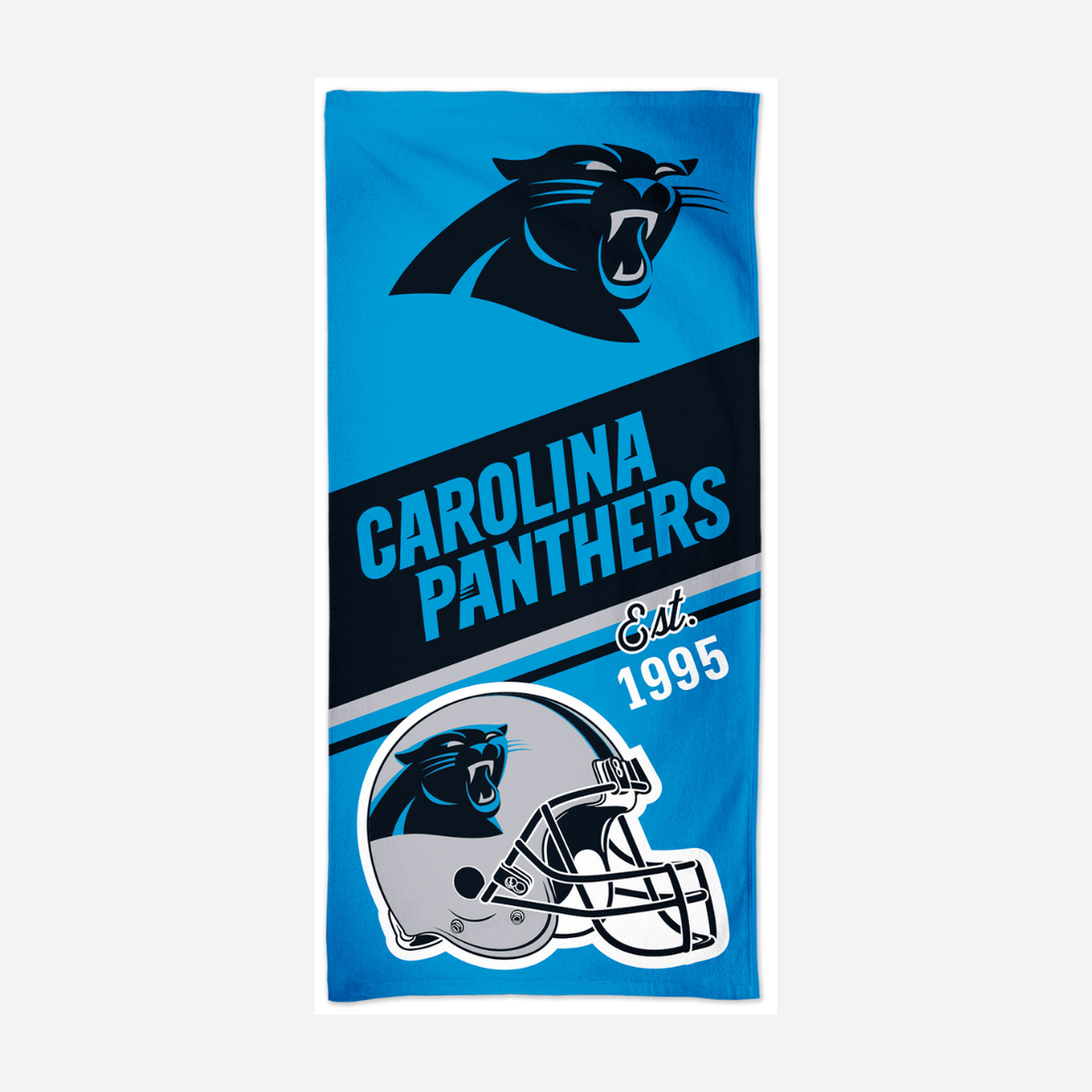 Carolina Panthers Velour Beach Towel Black Blue and Silver