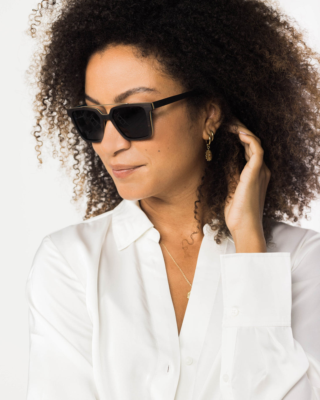 Carrabelle Modern Metal and Wood Sunglasses with Brow Bar