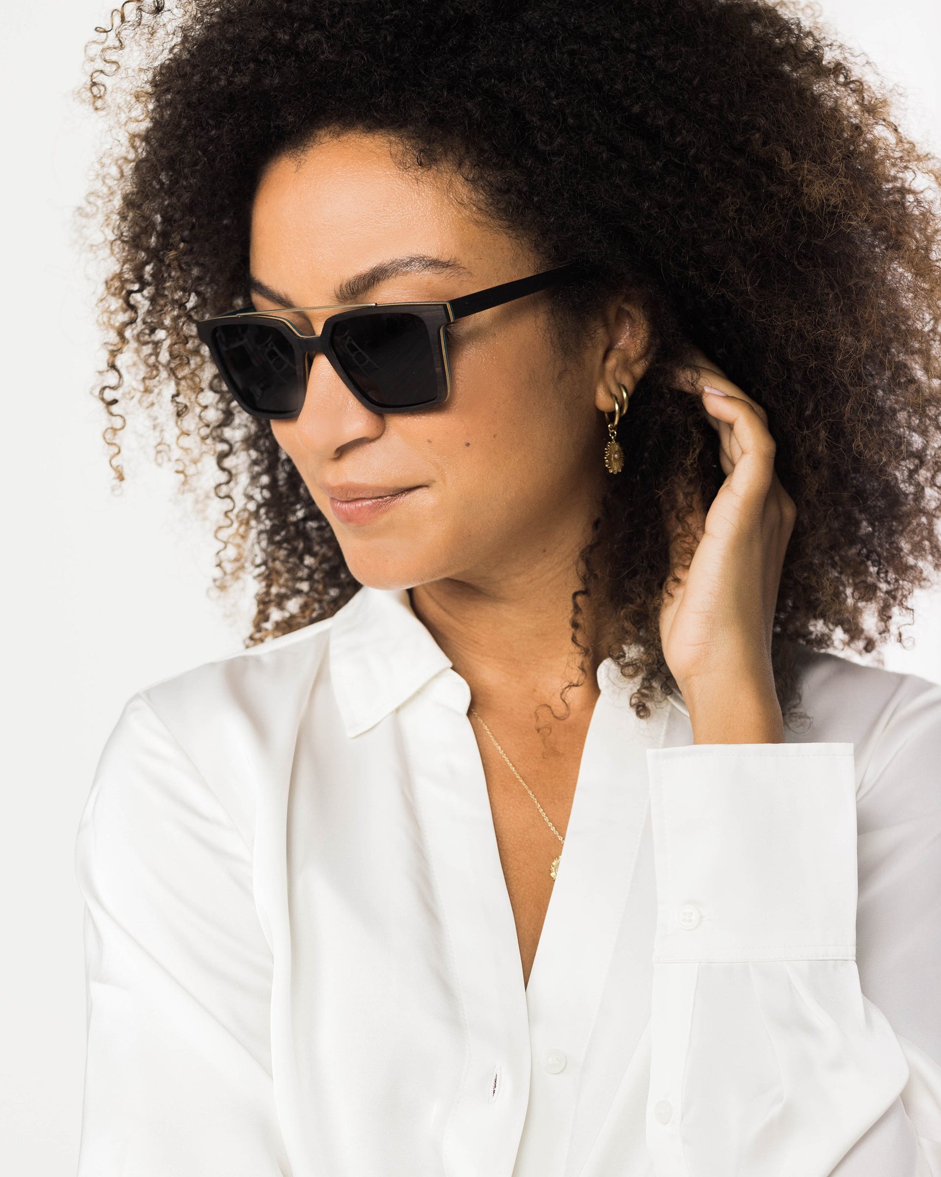 Carrabelle Modern Metal and Wood Sunglasses with Brow Bar