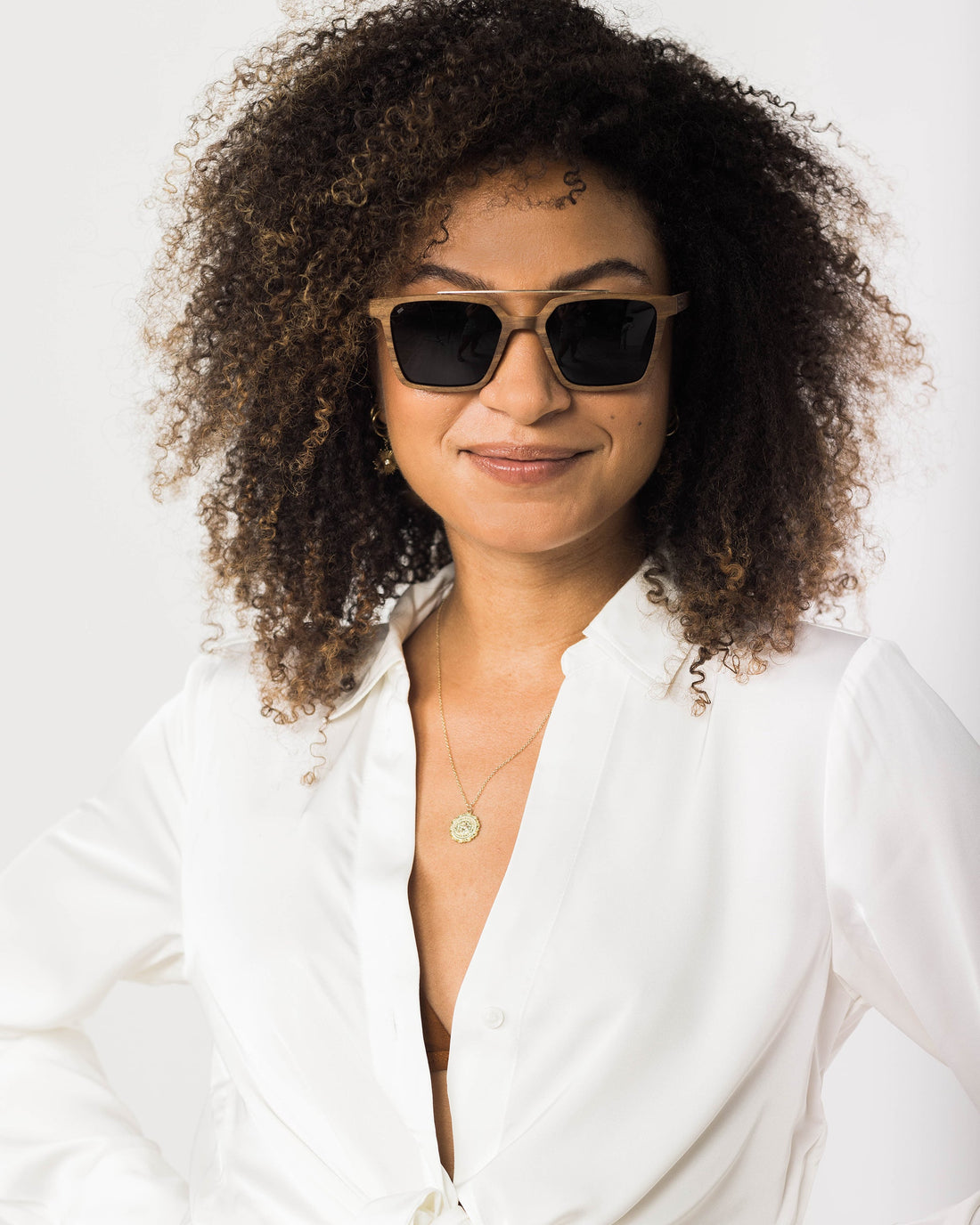 Carrabelle Modern Metal and Wood Sunglasses with Brow Bar