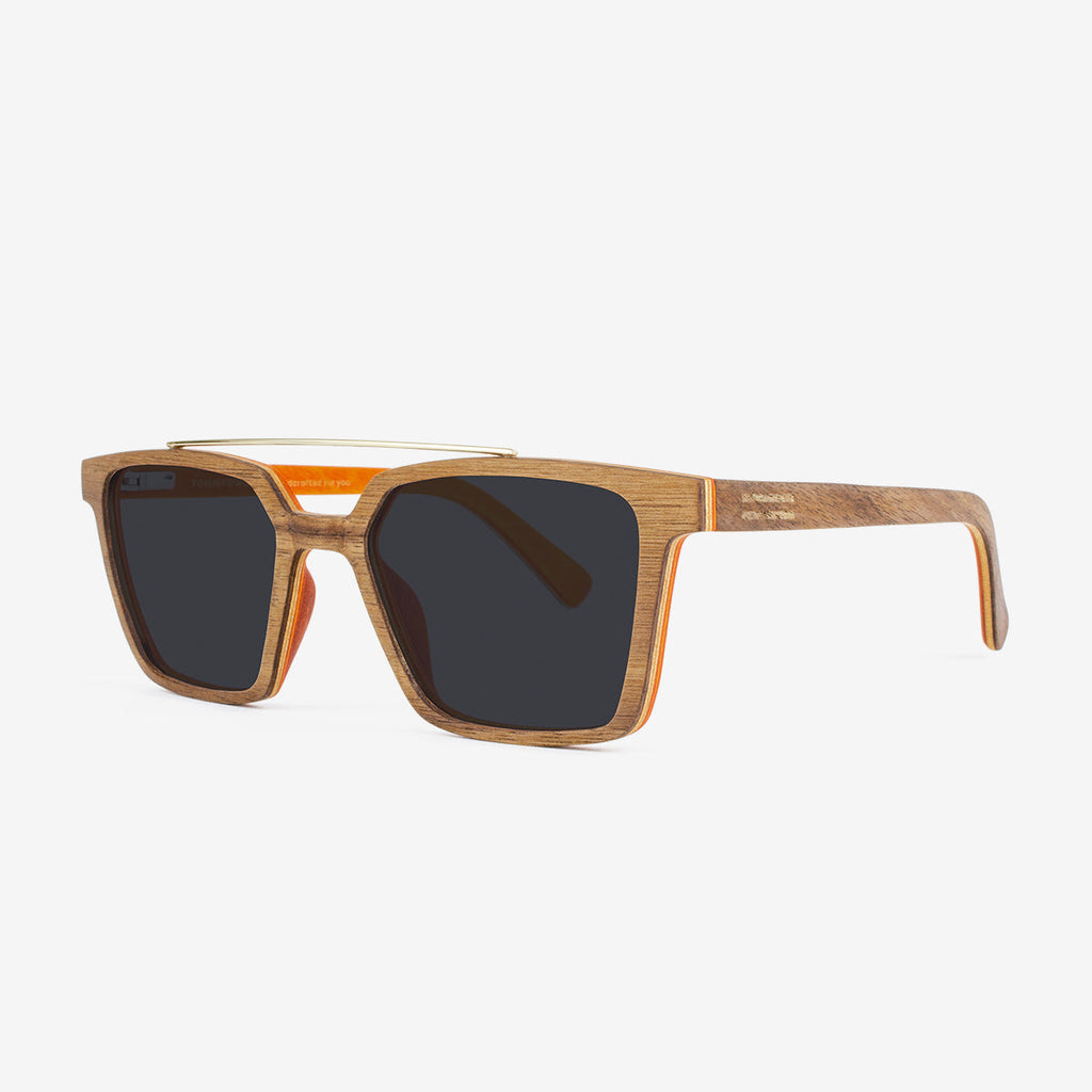 Carrabelle Modern Metal and Wood Sunglasses with Brow Bar