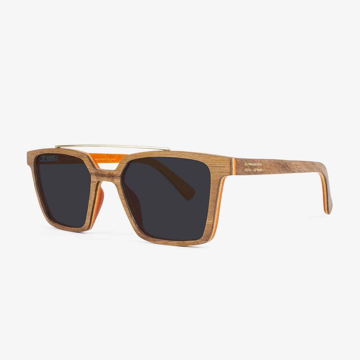 Carrabelle Modern Metal and Wood Sunglasses with Brow Bar