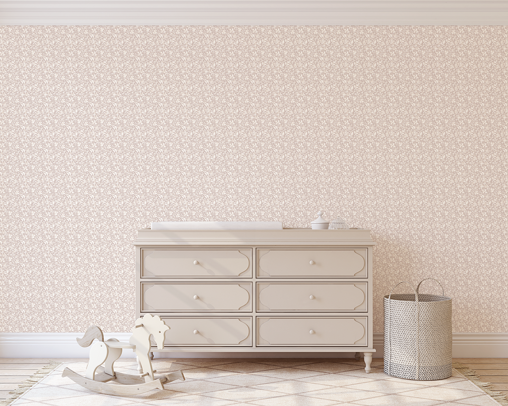 Grace Floral Removable Wallpaper in Beige, White and Mauve