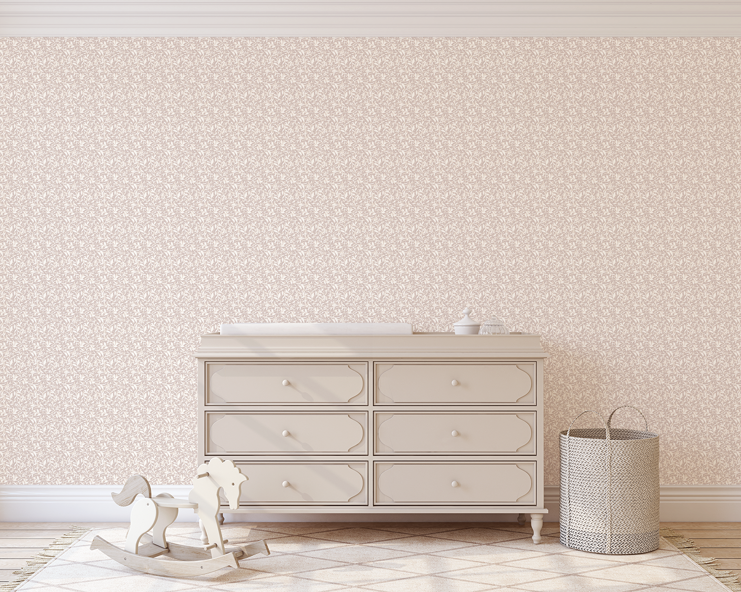 Grace Floral Removable Wallpaper in Beige, White and Mauve
