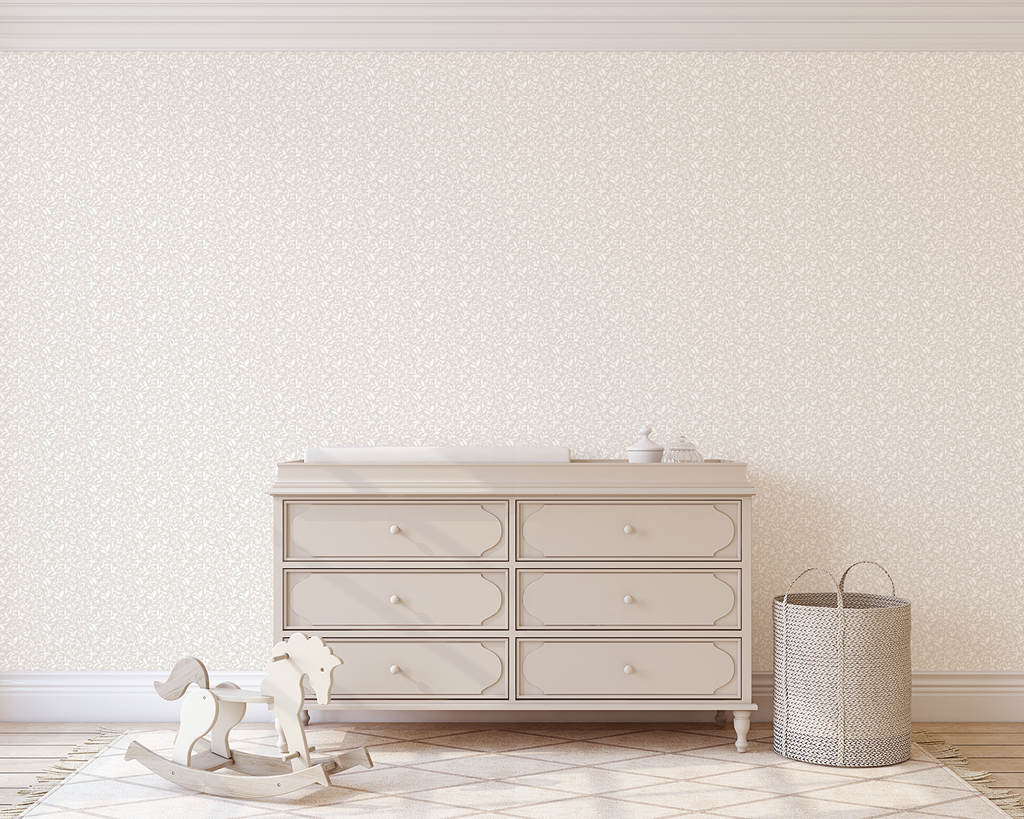 Grace Floral Removable Wallpaper in Beige, White and Mauve