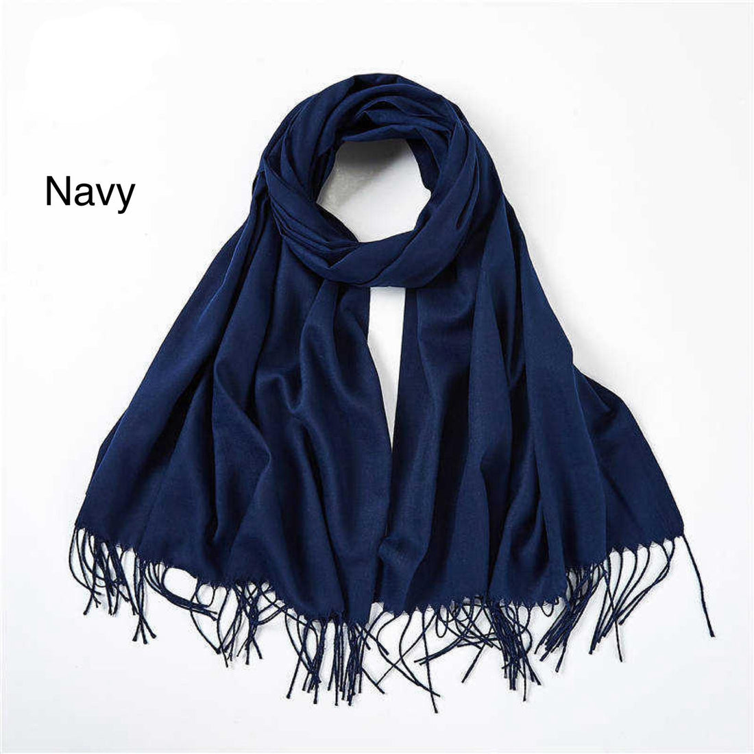 Cashmere Scarf Solid Color Thickening Pashmina Tassel Wrap Shawl For Women